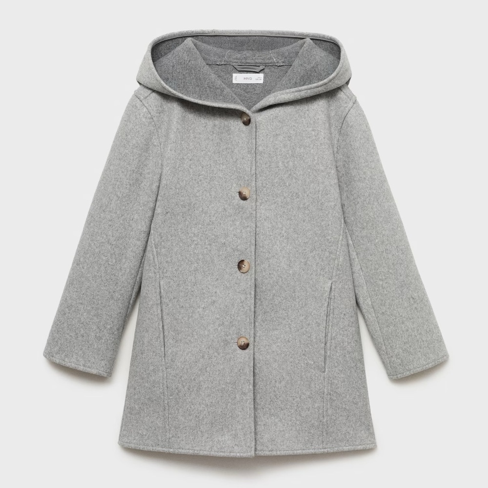 Mango Cloth Coat With Pocket and Hood Size 13/14